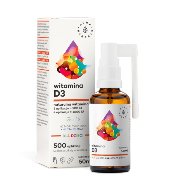 AURA HERBALS Witamina D3 dla dzieci MCT aerozol (50 ml)