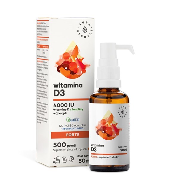 AURA HERBALS Vitamin D3, 4000 IU, MCT (50 ml / 1,69 fl. oz.)