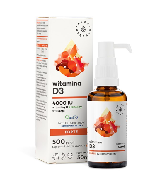 AURA HERBALS Witamina D3 4000 IU w oleju MCT (50 ml)