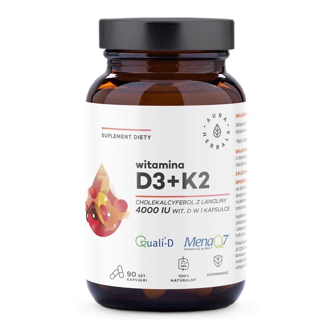 AURA HERBALS Witamina D3 4000 IU + K2 (90 kaps.)