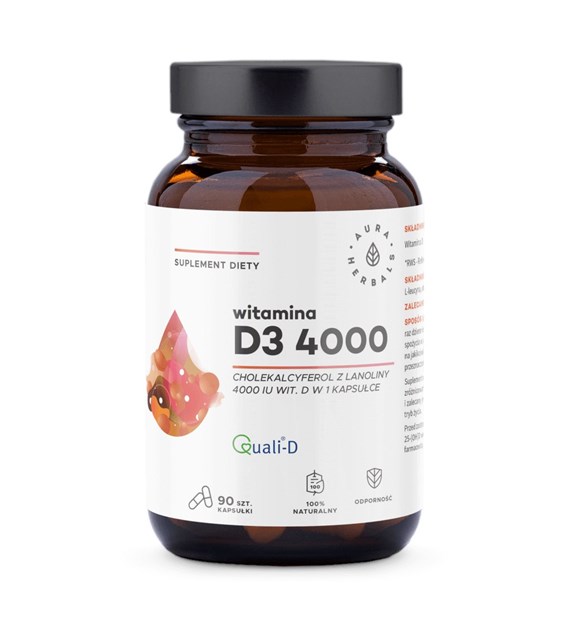 AURA HERBALS Vitamin D3, 4000 IU, 100 mcg (90 caps)