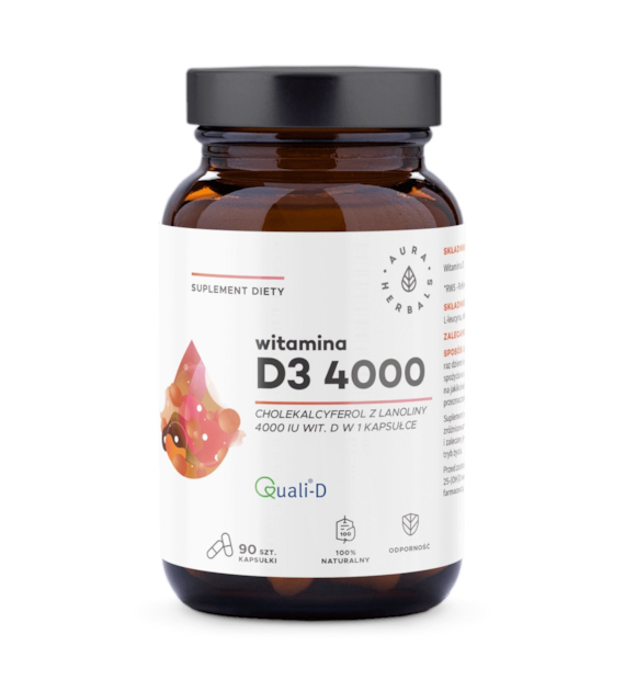 AURA HERBALS Witamina D3 4000 IU (90 kaps.)