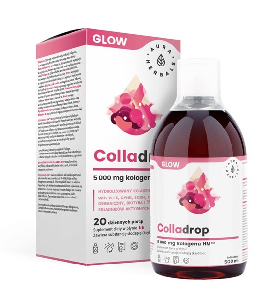 AURA HERBALS Colladrop Glow, marine collagen, 5000 mg (500 ml / 16,9 fl. oz.)
