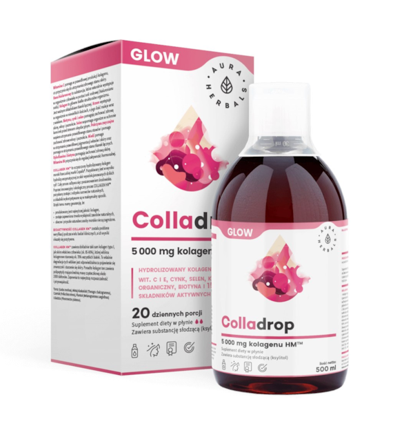 AURA HERBALS Colladrop Glow - Kolagen HM 5000 mg w płynie (500 ml)