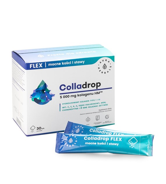 AURA HERBALS Colladrop Flex, marine collagen, 5000 mg (30 sachets)