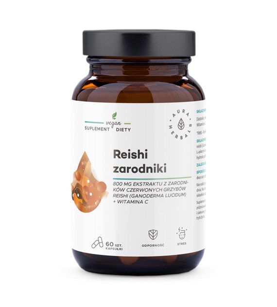 AURA HERBALS Reishi spores, 800 mg + Vitamin C (60 caps)