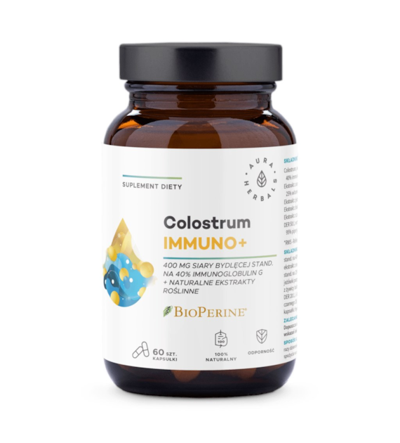 AURA HERBALS Colostrum Immuno + BioPerine (60 kaps.)