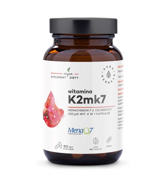 AURA HERBALS Vitamin K2 MK7, 200 mcg (90 caps)