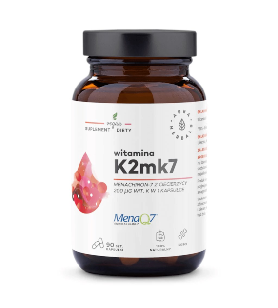 AURA HERBALS Witamina K2 MK7 200 mcg (90 kaps.)