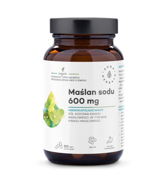 AURA HERBALS Maślan sodu 600 mg mikrokapsułkowany (90 kaps.)