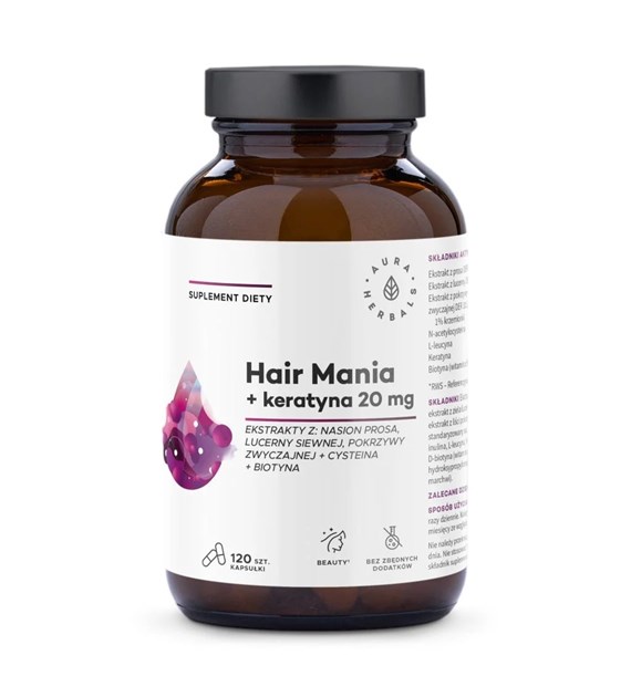 AURA HERBALS Hair Mania + Keratin 20 mg (120 caps)