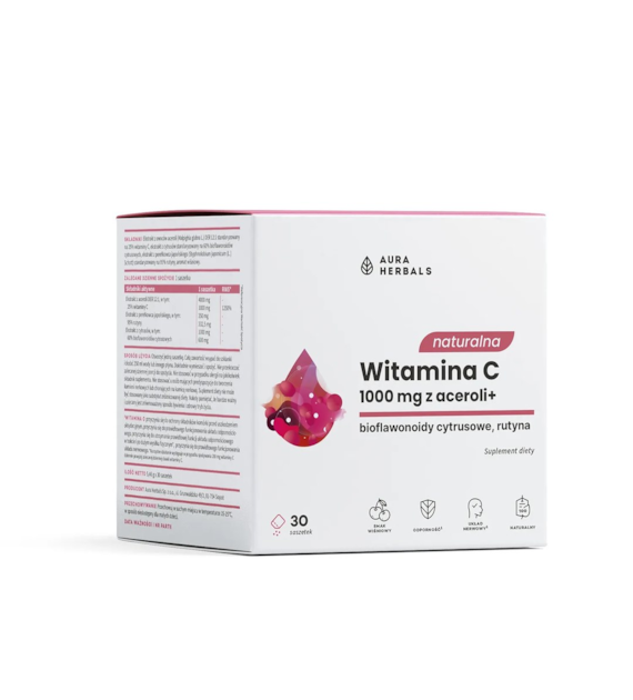 AURA HERBALS Naturalna Witamina C 1000 mg z aceroli w saszetkach (30 szt.)