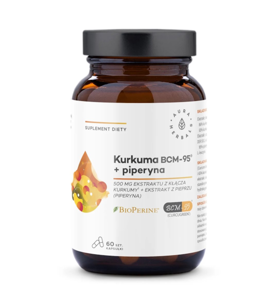 AURA HERBALS Kurkuma 500 mg BCM-95® + piperyna (60 kaps.)