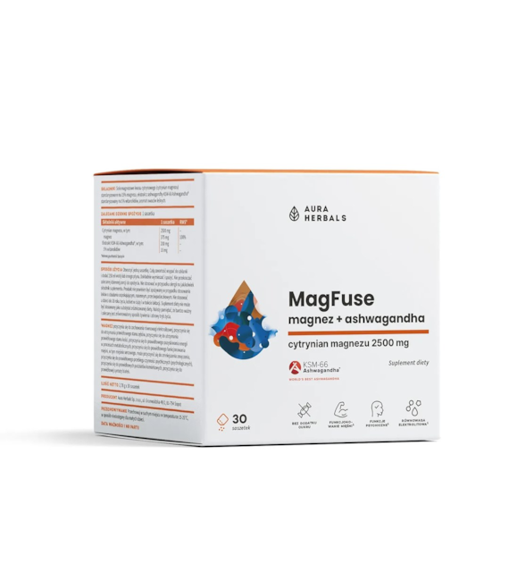 AURA HERBALS MagFuse: magnez + ashwagandha (30 szt.)