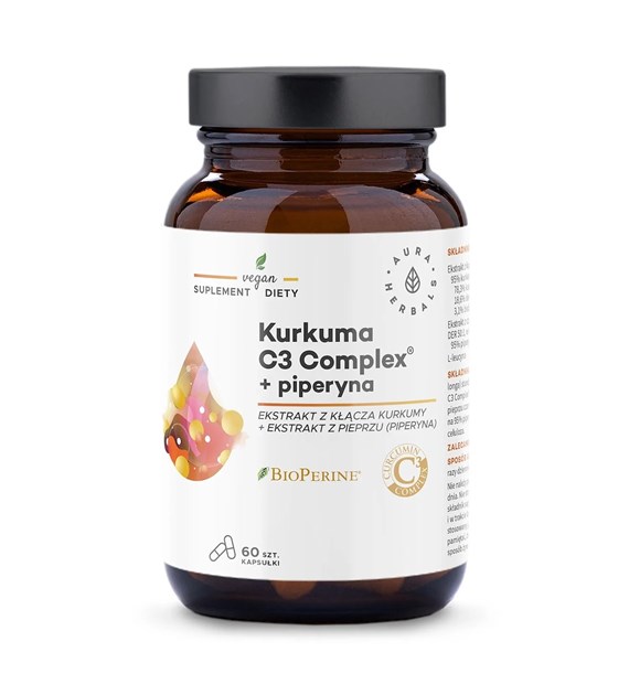 AURA HERBALS Turmeric 500 mg C3 Complex® + piperine (60 caps)