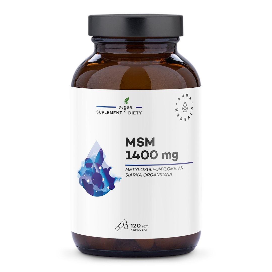 AURA HERBALS MSM 1400 mg, siarka organiczna (120 kaps.)
