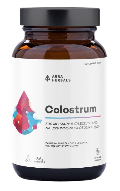AURA HERBALS Colostrum 500 mg, sweet raspberry (66 g)
