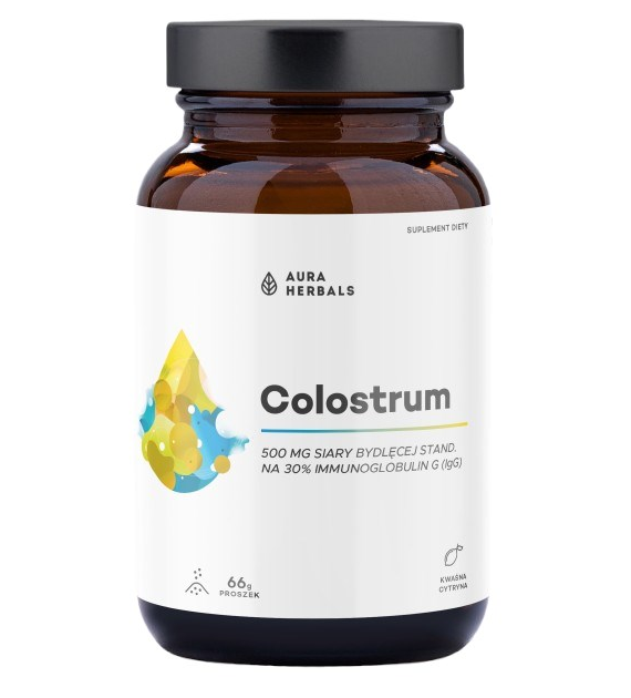 AURA HERBALS Colostrum 500 mg, kwaśna cytryna (66 g)