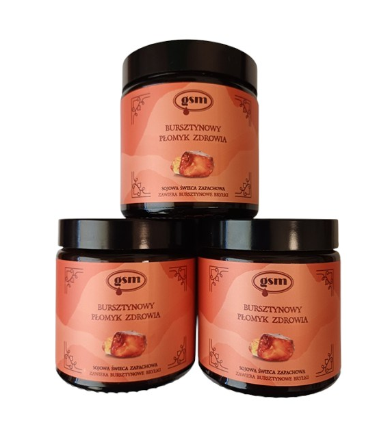 GSM MUMIO Bursztynowy płomyk zdrowia - świeca z bryłkami bursztynu (120 ml)