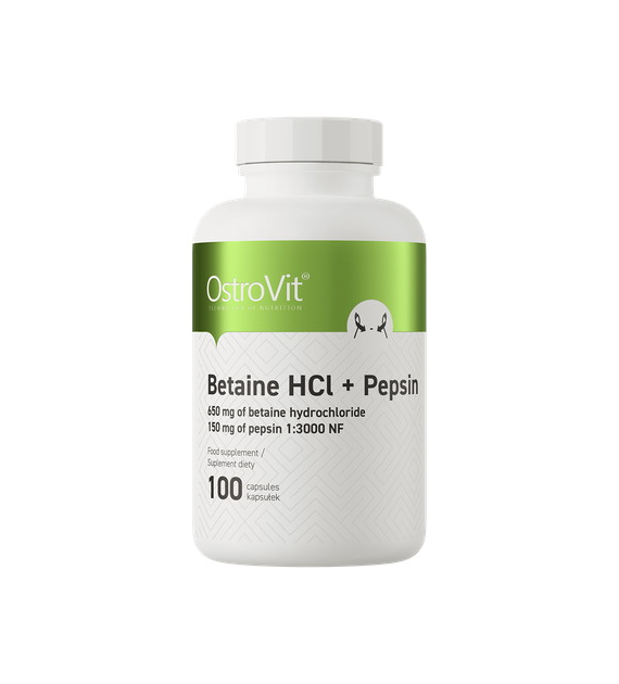 OSTROVIT Betaine HCl + Pepsin - Betaina HCL + Pepsyny (100 kaps.)