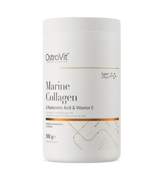 OSTROVIT Kolagen Morski + Kwas Hialuronowy + Witamina C - smak mango z ananasem (500 g)