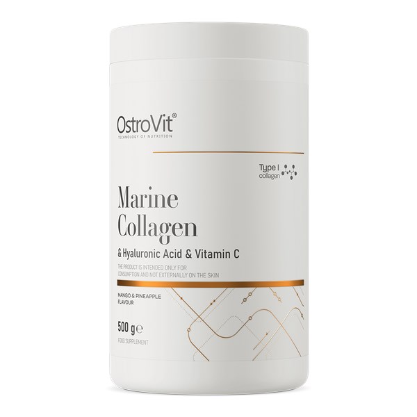 OSTROVIT Kolagen Morski + Kwas Hialuronowy + Witamina C - smak mango z ananasem (500 g)