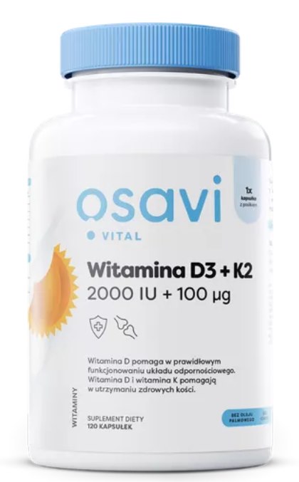 OSAVI Witamina D3 + K2, 2000 IU + 100 mcg (120 kaps.)