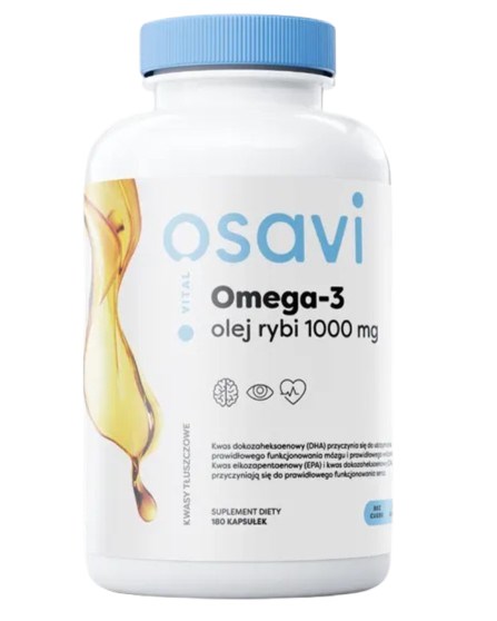 OSAVI Omega-3 Olej Rybi Molecularly Distilled 1000 mg smak cytrynowy (180 kaps.)