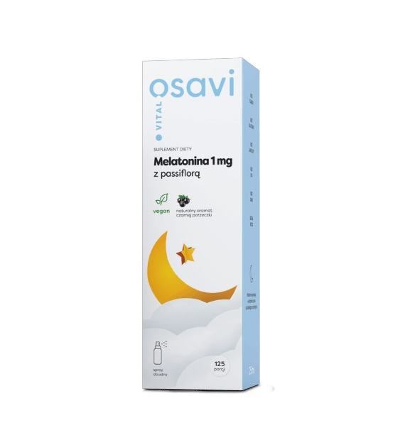 OSAVI Melatonina 1 mg z passiflorą - smak czarnej porzeczki (25 ml)