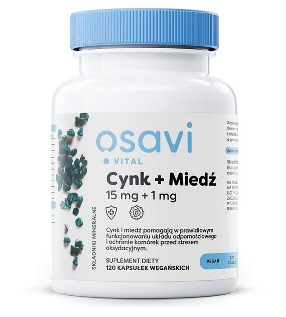 OSAVI Zinc + Copper, 15 mg + 1 mg (120 vcaps)