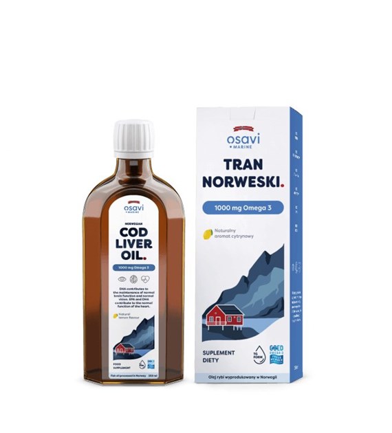 OSAVI Norwegian Cod Liver Oil, 1000 mg - lemon flavor (250 ml / 9 fl. oz.)