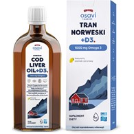 OSAVI Norwegian Cod Liver Oil +D3, 1000 mg  Omega 3 - lemon flavor (250 ml / 8.5 fl. oz.)