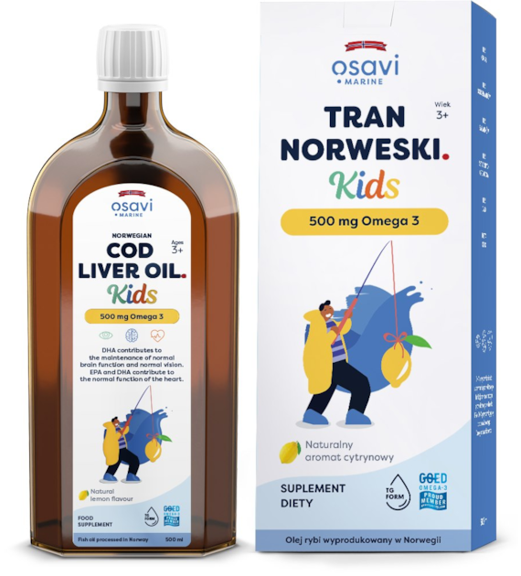 OSAVI Tran Norweski Kids 500 mg Omega 3 - smak cytrynowy (500 ml)
