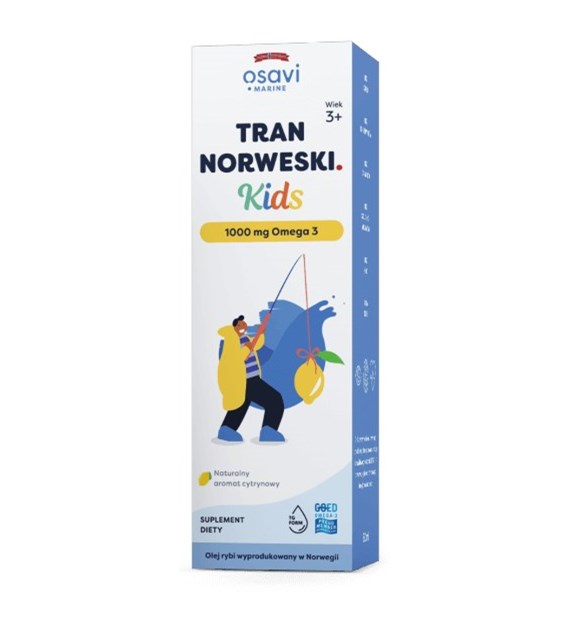 OSAVI Norwegian Cod Liver Oil for Kids, 1000 mg - lemon flavor (50 ml / 2,5 fl. oz.)