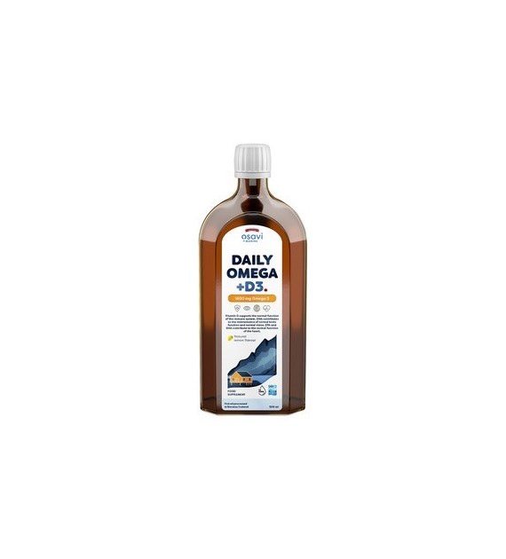 OSAVI Daily Omega +D3 1600 mg, natural lemon flavour (500 ml / 16.9 fl. oz.)