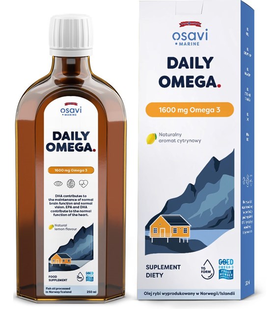 OSAVI Daily Omega 1600 mg, natural lemon flavour (250 ml / 8.5 fl. oz.)