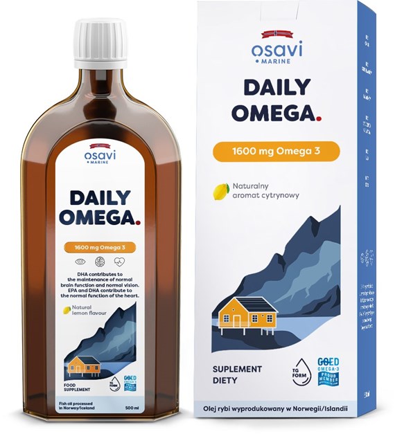 OSAVI Daily Omega 1600 mg, natural lemon flavour (500 ml / 16.9 fl. oz.)