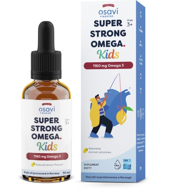 OSAVI Super Strong Omega Kids, 1160 mg Omega 3 - smak cytrynowy (50 ml)
