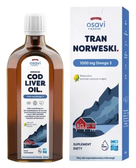 OSAVI Tran Norweski, 1000 mg Omega 3 (Cytryna - Mięta) (500 ml)