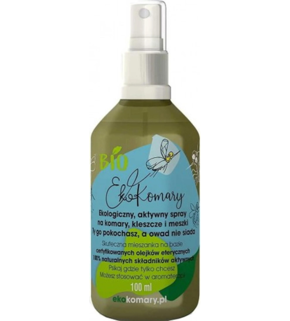 LOV ORGANIC EkoKomary - Aktywny spray zapachowy na Komary, Kleszcze i Meszki (100 ml)