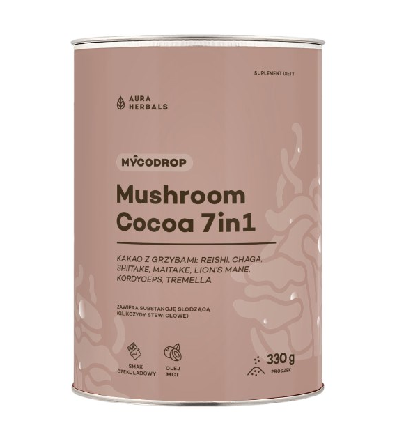 AURA HERBALS Mycodrop Cocoa, kakao z grzybami 7 in 1 (330 g)