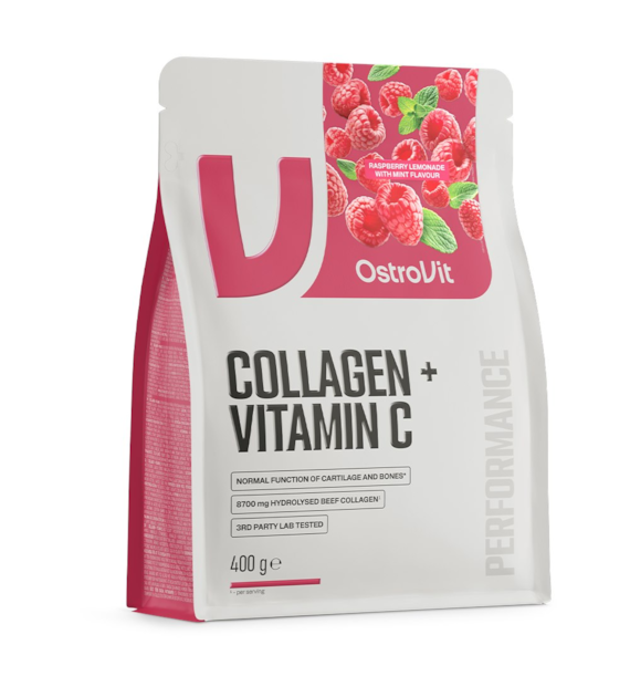 OSTROVIT Kolagen + Witamina C - smak lemoniady malinowej z miętą (400 g)
