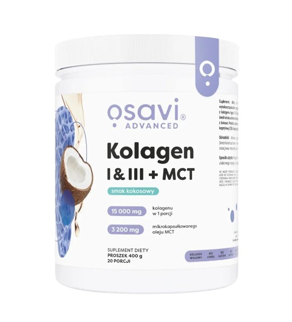 OSAVI Kolagen I & III + MCT, smak kokosowy (400 g)