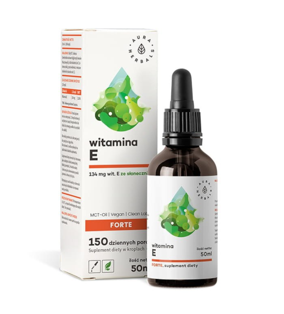 AURA HERBALS Witamina E Forte - Suplement diety w kroplach (50 ml)