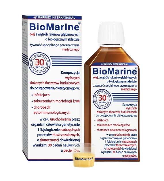 MARINEX BioMarine olej z wątrób rekinów głębinowych o biologicznym składzie (100 ml)