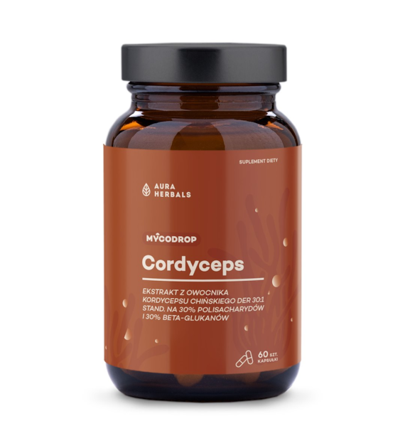 AURA HERBALS Mycodrop, Cordyceps 30:1, 30% beta-glukan (60 caps)