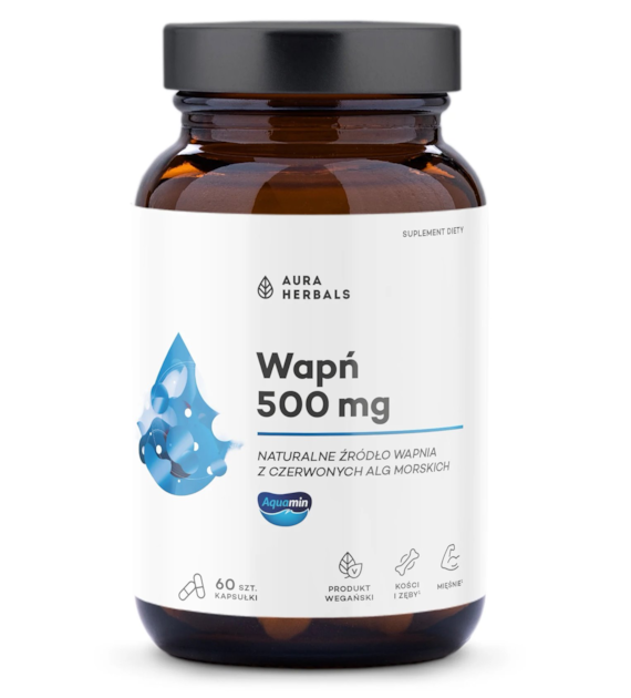 AURA HERBALS Wapń 500 mg, Aquamin (60 kaps.)