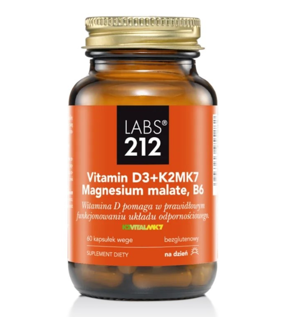 LABS212 Vitamin D3 + K2MK7 + Magnesium malate + B6 (60 kaps.)