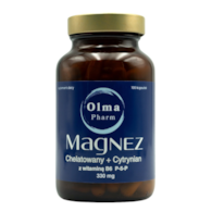 OLMA PHARM Magnez chelatowany + cytrynian z witaminą B6 P-5-P (100 kaps.)