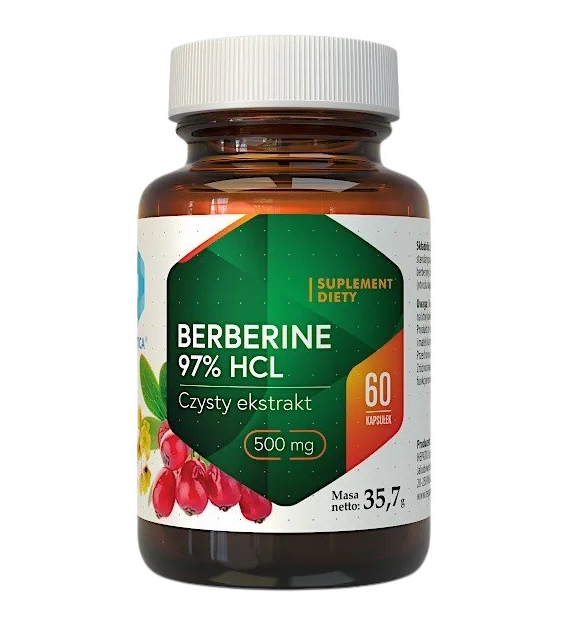 HEPATICA Berberine 97% HCL - Czysty ekstrakt - Berberyna 500 mg (60 kaps.)